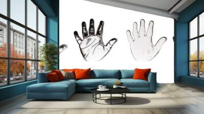 Silver baby handprints on white packground Wall mural