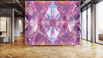 Symmetrical crystal kaleidoscope pattern in pastel tones. Abstract design for wallpaper and artistic backgrounds Wall mural