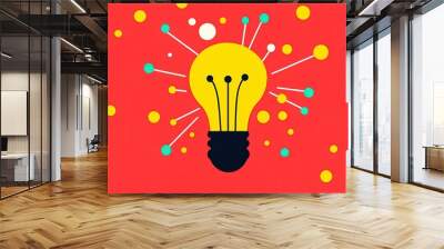 Tech innovation: minimalist lightbulb icon on vibrant background Wall mural