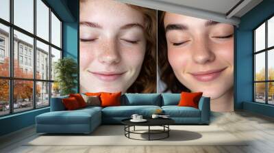 Transformation of skin: before and after skincare results for natural beauty Wall mural