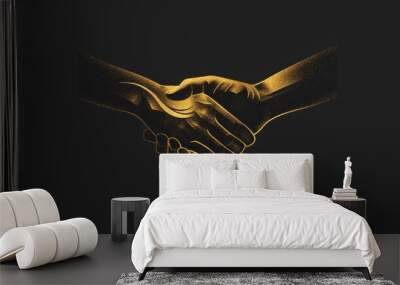 A black and gold logo featuring two hands shaking. This logo represents partnership, trust, and collaboration. It can be used in various business and corporate contexts. hyper realistic  Wall mural