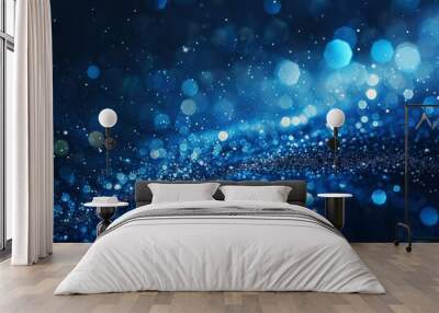 blue glow particle abstract bokeh background Wall mural