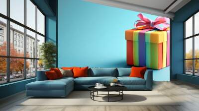 Colorful gift package with ribbon, concept for birthdays, holiday events or other celebrations Wall mural