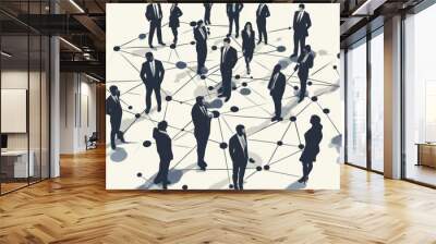 Conceptual illustration of business networks and human resources management strategies Wall mural