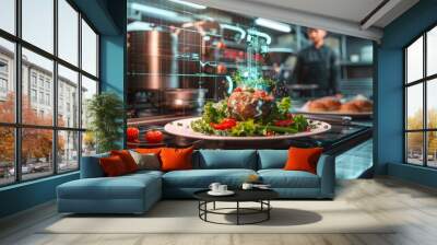 food tech trends, future of the food industry, background, restaurant, chef, generative ai hyper realistic  Wall mural