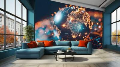 Globe with International business marketing connection and investment. Generated AI image Wall mural