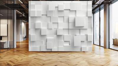 Modern white square tech corporate abstract technology background design banner pattern presentation background web template. material in white squares shapes in random geometric pattern. Wall mural