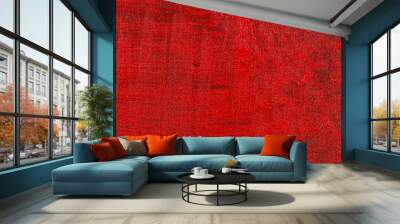 abstract creative background: red stain of colored primer when toning the canvas, temporary object. Wall mural