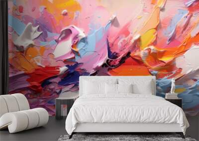 beautiful abstract vibrant palette in the canvas. generative AI Wall mural