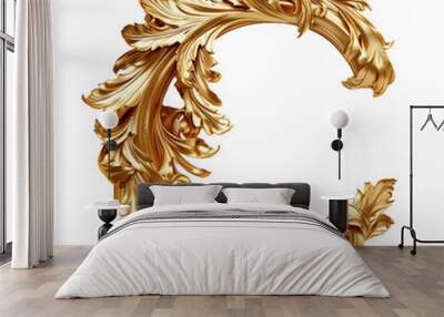 C in the style of Gold shiny and luxurious, PNG image, transparent background. Wall mural