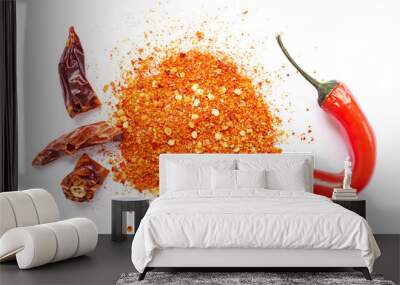 Chili, red pepper flakes and chili powder burst Wall mural