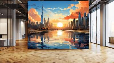 Dubais futuristic cityscape pop art Wall mural