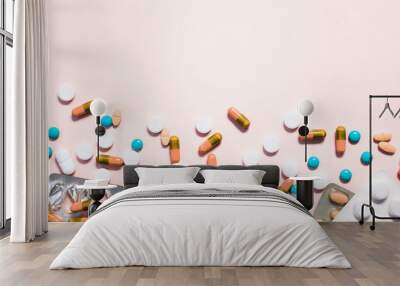 Pharmaceuticals antibiotics pills medicine. Colorful antibacterials pills.Capsule pill medicine Wall mural