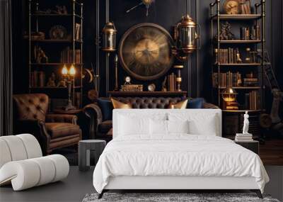 Steampunk inspired living room Wall mural