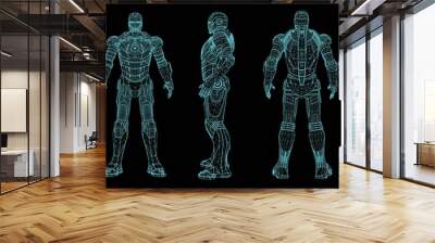 Vector robot 3d super hero Wall mural