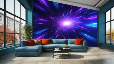 Abstract light in space background. Warp speed dreams. Glowing universe. Galactic burst. Energy in cosmos. Sparkling stars. Show in space Wall mural