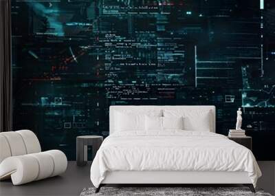 AI Driven Cyber Threat Intelligence Platform with Detailed Analysis and Dark Tech Ambiance Wall mural