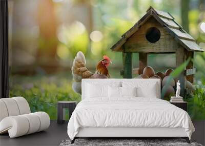 Backyard Chicken Coop Providing Fresh Eggs for Sustainable and Self Sufficient Lifestyle Wall mural