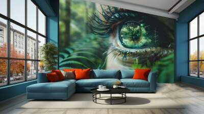 Bionic Eye Tracking Wildlife in a Lush Forest Ecosystem Wall mural