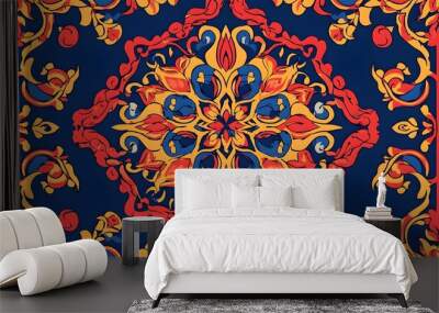 Bold and Abstract Thai Pattern with Contrasting Colors for a Striking Effect Wall mural