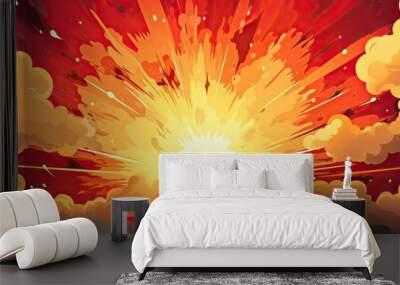 Cartoon explosion. Dynamic comic illustration Wall mural