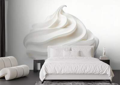 Closeup of soft vanilla creamy dessert. Delicious whipped cream on white background isolated Wall mural