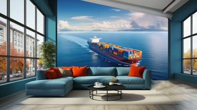 Container Ship Sailing Across the Vast Ocean. Transportation and Logistics on the High Seas Wall mural