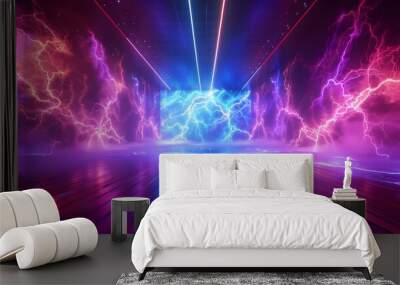 Electrifying Dance Floor with Vibrant Electric Currents Flowing Through the Atmosphere Wall mural