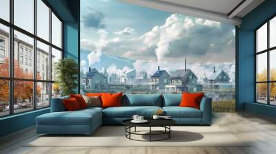 Futuristic Geothermal Powered Community Harnessing Earth s Heat for Renewable Energy Wall mural