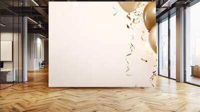 Golden jubilation. Festive confetti extravaganza. Celebration bliss on christmas or birthday. Shimmering confetti delight. Party perfection. Elegant balloons and glittering Wall mural