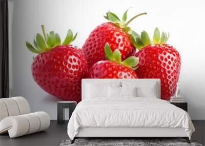 Group of Fresh Strawberries on White background Isolated Wall mural