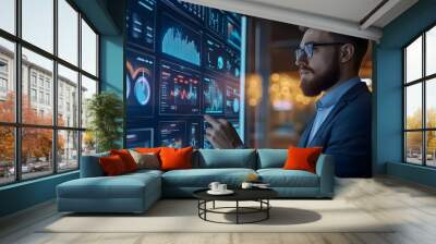 Marketing Executive Reviewing AI Powered Analytics Dashboard for Optimizing User Experience Wall mural