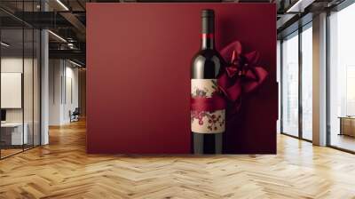 Personalized Wine Bottle with Festive Bow and Wrapping as a Thoughtful Gift Wall mural