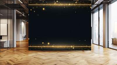 Radiant gold sparkle frame on black background. Magical glowing effect. Golden shimmer. Abstract brightness in dark space. Elegant flare. Shining with luxury and glamour Wall mural