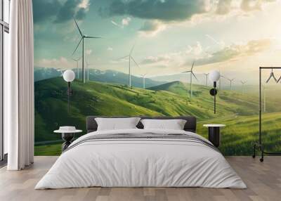 Rural Windmills Spinning in Harmony with Nature s Renewable Energy Wall mural