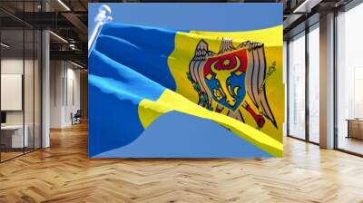 3D rendering of the national flag of Moldavia waving in the wind Wall mural