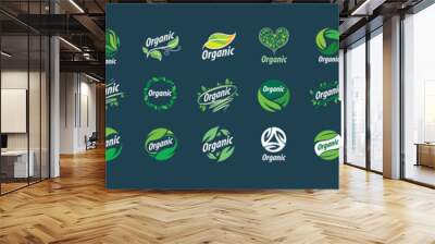 A set of vector logos of the Globe on a gray background Wall mural