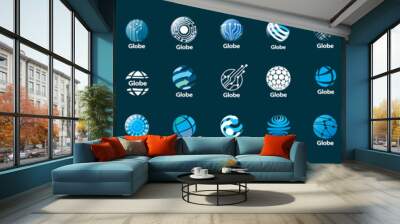 A set of vector logos of the Globe on a gray background Wall mural