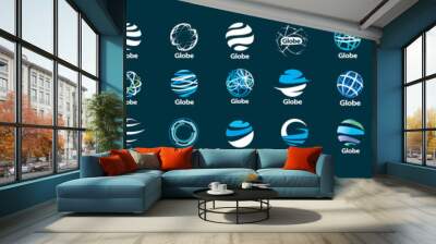 A set of vector logos of the Globe on a gray background Wall mural