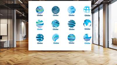 A set of vector logos of the Globe on a white background Wall mural