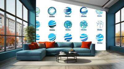 A set of vector logos of the Globe on a white background Wall mural