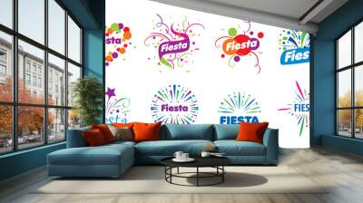 A set of vector logos with fireworks Wall mural