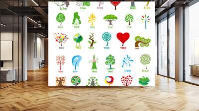 biggest collection of vector logos stylized tree Wall mural