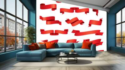 biggest collection of vector red ribbons Wall mural