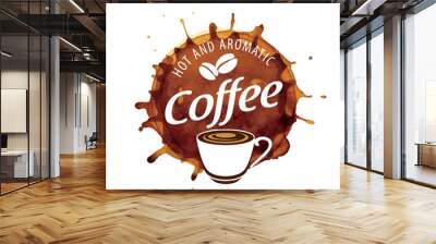 Coffee logo. Vector illustration on white background Wall mural