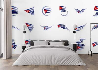 Cuba flag, vector illustration on a white background Wall mural