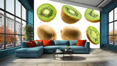 kiwi fruit levitating on a white background Wall mural