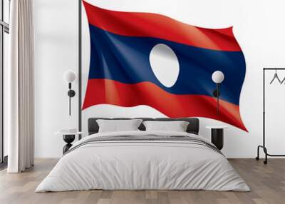 Laos flag, vector illustration on a white background Wall mural