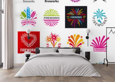 large set of vector logos fireworks Wall mural