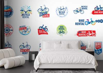 Logo for Bicycle rental. Vector illustration on white background Wall mural